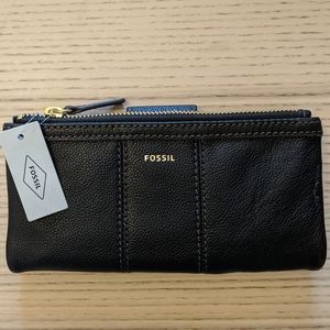 Black leather Fossil wallet